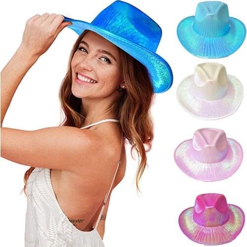2021 Fashion Glitter Cowboy Hat Halloween Carnival Christmas Colorful Cap Colorful Knight Western Cowboy Hat Cap For Women