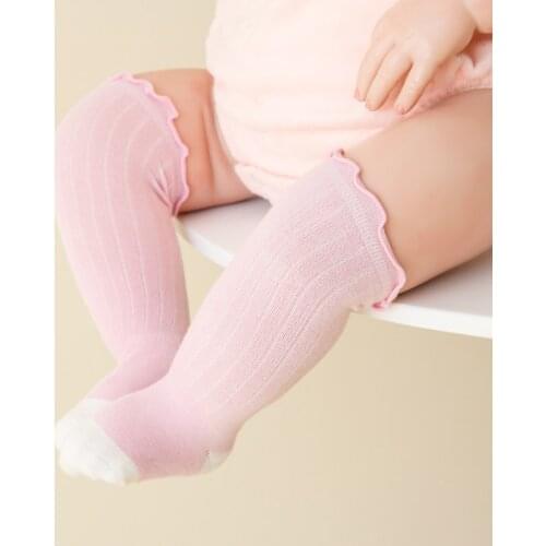 4 Pairs Lot Children Above Knee High Socks Girls BoysSummer Newborns Infant Toddler Kid Baby Cotton Lace Frilly Ruffle Long Sock