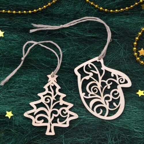 6PCS DIY Wooden Christmas Ornaments Unfinished Predrilled Wood for Crafts Centerpieces Holiday Birthday Hanging Decorations