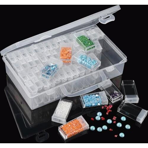 64 Pcs Diamond Painting Tools Beads Container Rhinestone Diamond Embroidery Stone Storage Box DIY Cross Stitch Drill Empty Box