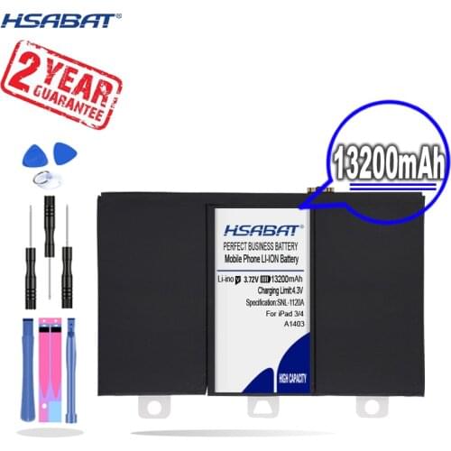 New Arrival [ HSABAT ] 13200mAh Replacement Battery for iPad 3 4 iPad3 iPad 4 A1458 A1403 A1416 A1430 A1433 A1459 A1460 A1389