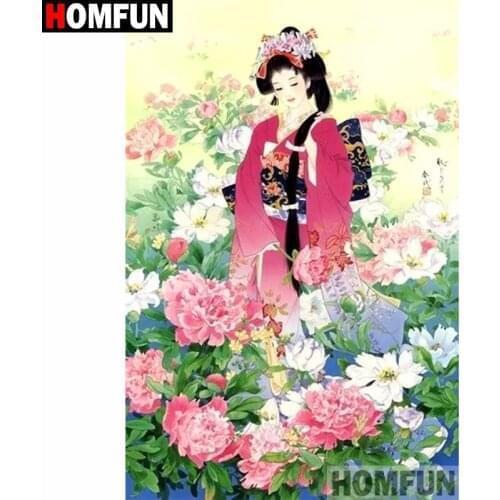 HOMFUN Full Square/Round Drill 5D DIY Diamond Painting "Japanese geisha" 3D Diamond Embroidery Cross Stitch Home Decor A20169