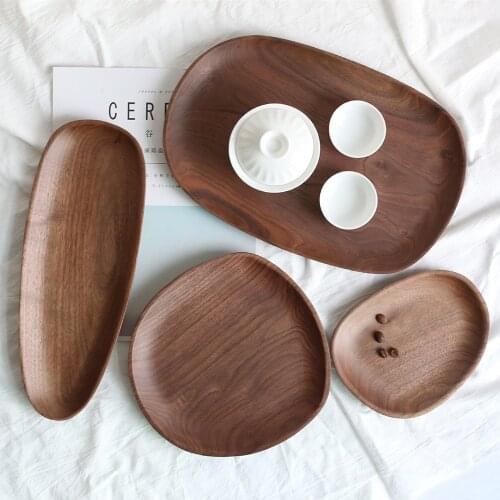 Whole Wood lovesickness Wood Irregular Oval Solid Wood Pan Plate Fruit Dishes Saucer Tea Tray Dessert Dinner Plate Tableware Set