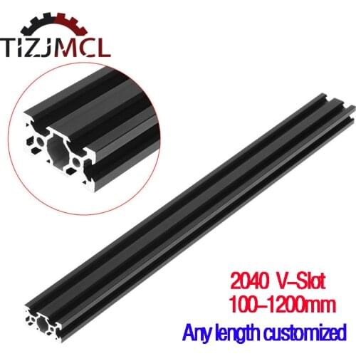 Black 100-1200mm 2040 V-Slot Aluminum Profile Extrusion Frame European Standard For CNC Laser Machine 3D Printers Camera Slider