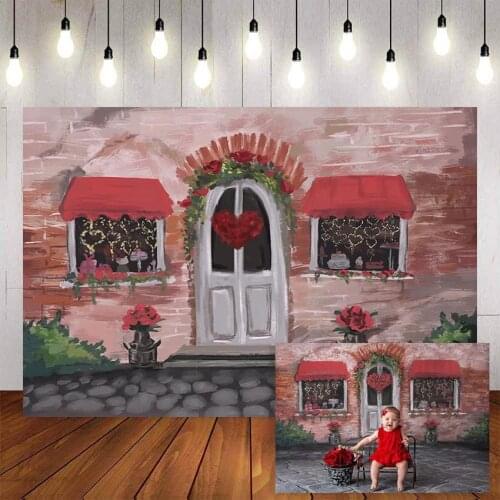 Mehofond Photography Background Oil Painting Vintage Wall Red Flower Backdrop for Birthday Baby Shower Girls Party Photo Studio