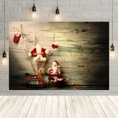 Avezano Photography Backgrounds Winter Merry Christmas Stocking Fireplace Gifts Santa Claus Mistletoe Wreath Photo Studio Decor