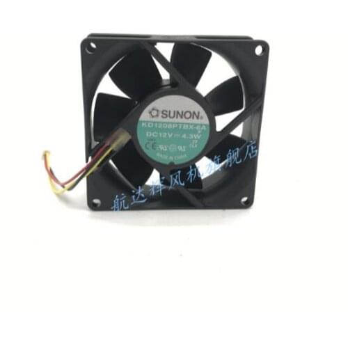 KD1208PTBX-6A 8025 12V 4.3W three-wire speed measuring fan