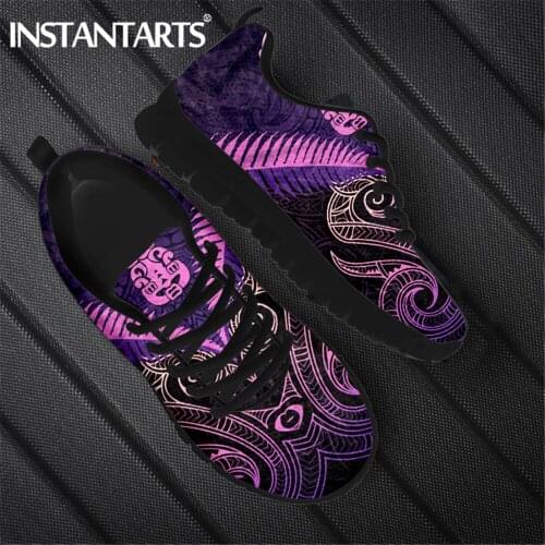 INSTANTARTS New Zealand Maori Pattern Ladies Flat Shoes Casual Soft Lace up Sneaker for Women 2021 Hot Light Walk Footwear