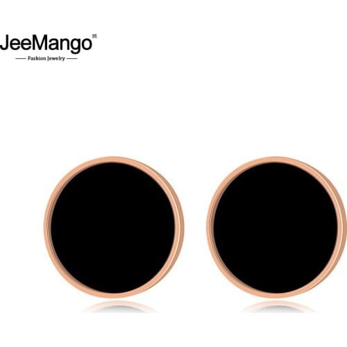 JeeMango Classic Acrylic Circle Stud Earrings Gold Color Stainless Steel Minimalist Trendy Earrings Jewelry For Women JE17027