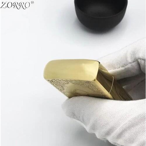 Zorro Kerosene Lighter Wealth Gate Fine Carving Brass Gasoline Oil Lighter With Gift Box