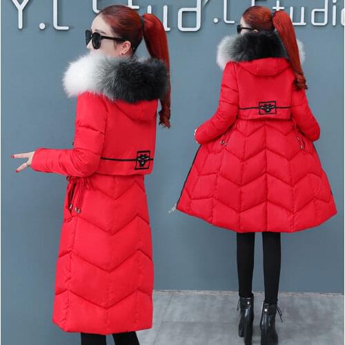 Woman Jacket Parkas Coat Womens Cotton-Padded Clothes Long Clothing Winter Womens Over-the-Knee Padded Jacket Veste Femme