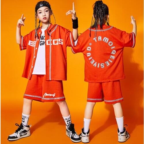 Summer Childrens Hip Hop Dancing Clothes Loose Shirts Short Sleeves Hip-Hop Suit Girls Jazz Dance Performance Wear Boys BL6530