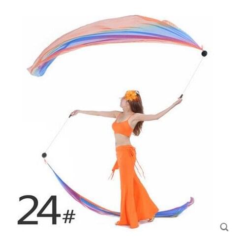 2020 hot selling women sexy belly dance accessoires gradient poi 1 + 1 veil poi dance wear chain 31 color HOT wholesale A pair