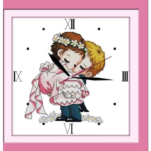 Embrace my bride(clock) cross stitch kit 14ct 11ct count print canvas wall clock stitching embroidery DIY handmade needlework