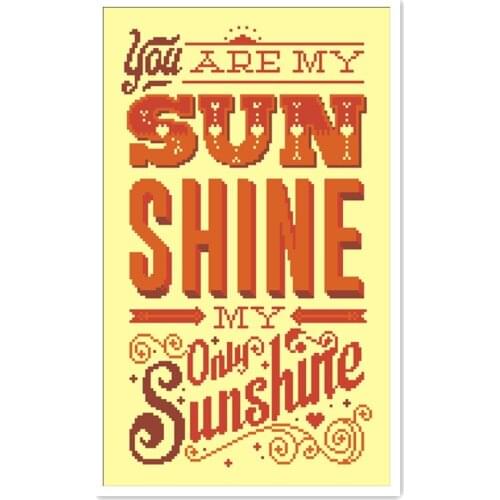 You are my Sunshine cross stitch package cartoon word 14ct sliver cloth cotton thread embroidery DIY handmade Dreampattern