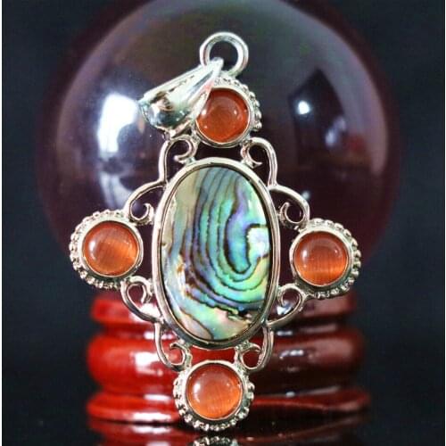 Wholesale price elegant natural abalone shell oval shape pendant classcial fashion fit diy necklace accessories findings B1137-3