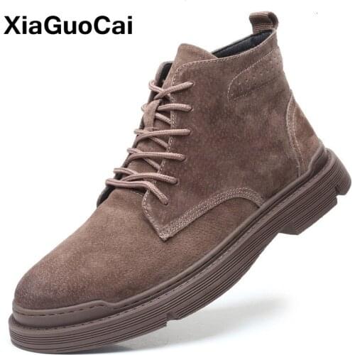 Autumn Winter Men Ankle Boots High Top Vintage Man Shoes With Fur Lace Up Military Tactical Army Boots Retro Martin Boots 2021