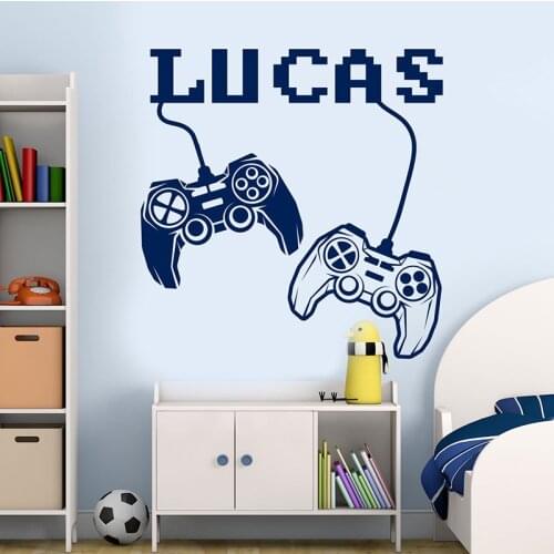 Personalized name decal joystick decal, gamer sticker teen boy room decor, playroom decal, video game decal, custom nameA11-015