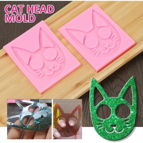 DIY Resin Cat Keychain Silicone Mold Cat Head Knuckles Ring DIY Making Tool For Pendant Jewelry
