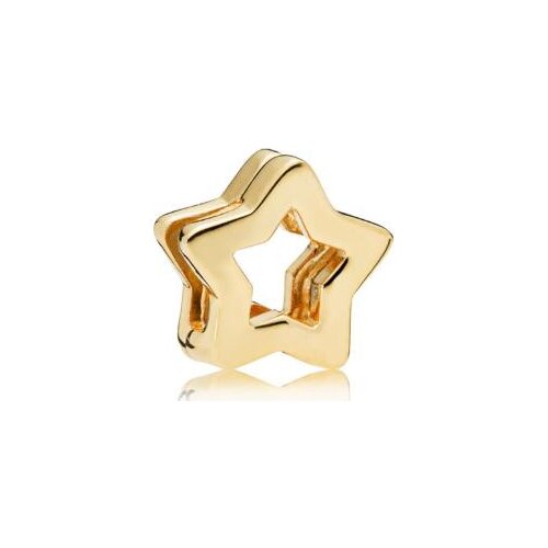 Genuine 925 Sterling Silver Bead Charm Gold Reflexions Star Clip Stopper Lock Beads Fit Women Pan Bracelet Diy Jewelry