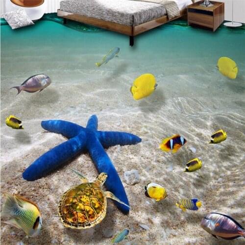 Beibehang Custom Floor Stickers Hotel Bathroom 3D wall papers home decor Self-adhesive PVC Non-slip Mural Wallpaper roll