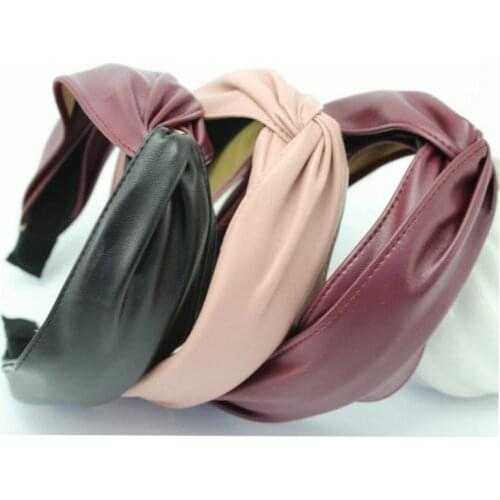 Headbands For Women Girls Korean Wide PU Hair Bands Accessories Fashion Cross Adult Diademas Bandeau Cheveux Wholesale