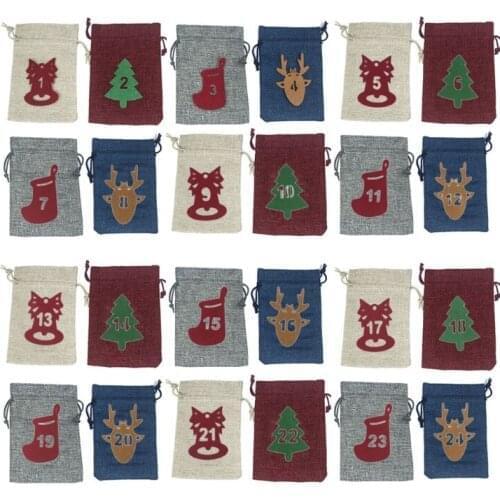 MXMF Christmas Advent Calendar Gift Bag DIY Felt Countdown Calendar Garland Decor