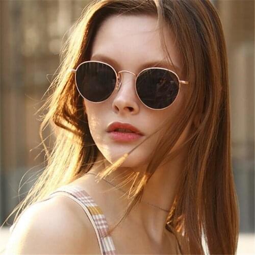 Metal Frame Female Eyewear Round Sunglasses Men Reflective Lenses Sun Glasses Women Shades oculos gafas de sol feminino mujer