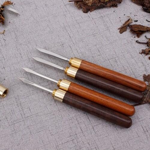 Spiral Tea Knife Accessories Sandalwood Stainless Steel Tea Knife Pu Er Dedicated Tea Needle Chinese Kung Fu Teasets