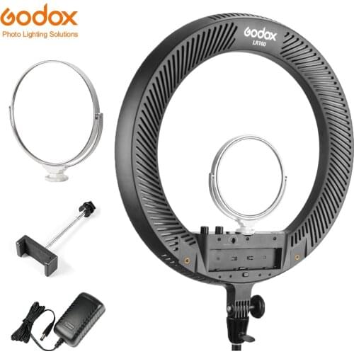 Godox LR160 LED Ring Light Lamp 18W 3300K-8000K Color Temperature Adjustable LCD Screen For Live Streaming Makeups LED Light