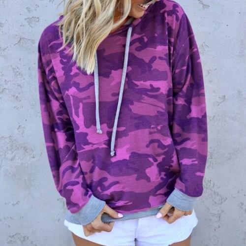 Spring Womens Camouflage Print Hoodie Sweatshirts Ladies Autumn Long Sleeve Hooded Pullover Casual Street Daily Three Color