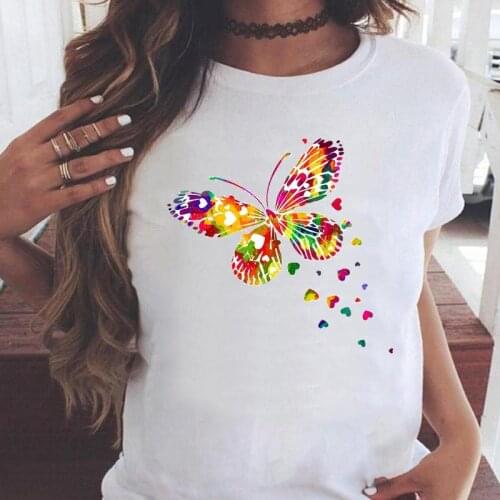 Women T-shirts 90s Casual Trend Ladies Watercolor Short Sleeve Graphic Fashion Cartoon T Top Shirt Print Female Tee T-Shirt