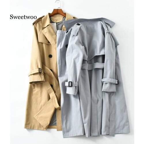 2020 Spring Autumn New Womens Casual trench coat oversize Double Breasted Vintage Outwear Loose Cloak Clothing