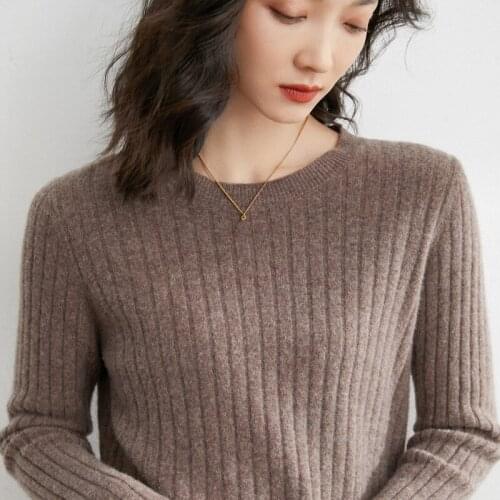 21 Autumn Winter New Wool Sweater Womens Pullover Loose Simple Round Neck Drawstring Solid Color Wild Knitting Bottoming Shirt
