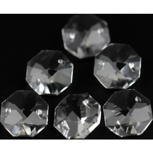 14mm 100pcs Rhinestone Flower Cut 16 Faceted Chandelier Crystal Parts Octagon Beads For Lamp&Lighting Decor