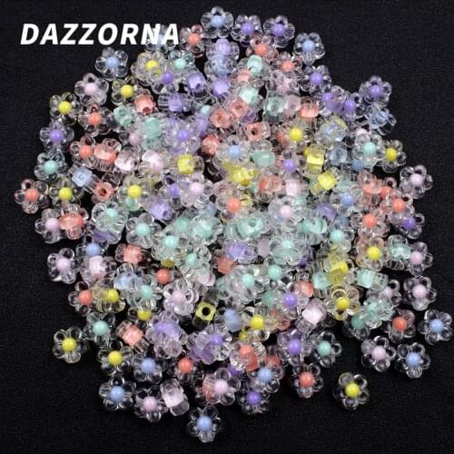20-100Pcs 12mm Transparent Flower Shaped Acrylic Beads Straight Hole Loose Spacer Beads for Diy Jewelry Making Accessories
