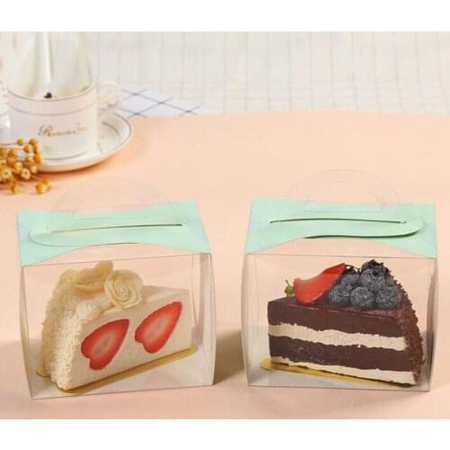 200set Plastic Paper Cake Box With Handle Wedding Party Favour Boxes For Handmade Gift Packing Box Muffin Cookies ZA5548