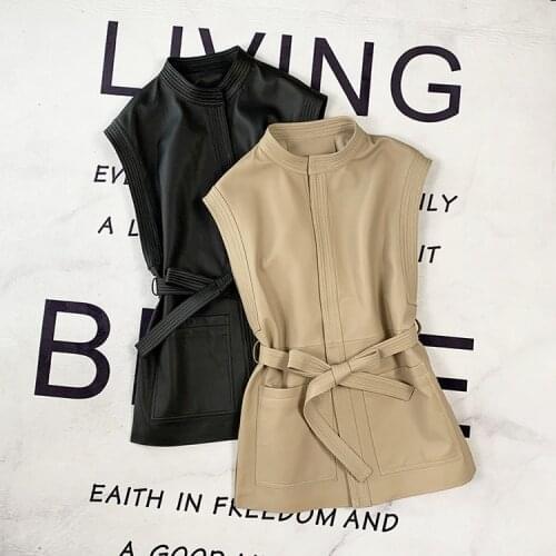 2021 New Arrival Women Fashion Simple Genuine Leather Vest