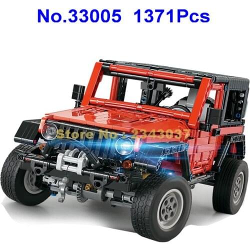 33005 1371pcs Off-road Car Red Truck Model 1：8 Building Blocks Toy