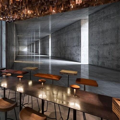 Bacaz 3d Concrete Wallpaper Murals Tunnel Extension Space Wall Stickers Shadow Wall Decor Art for Cafe Restaurant Hotel Building