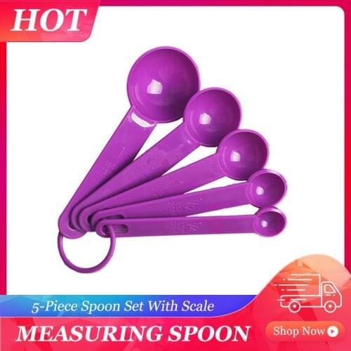 5pcs/set Creative Kitchen Measuring Spoon Resin with Scale Silicone Measuring Ladle Baking Cooking Kitchen Liquid Seasoning Tool