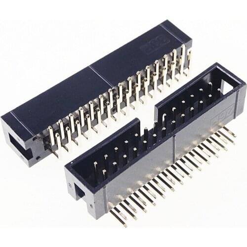 50 Pcs Shrouded Box header IDC Socket 2.54mm 2x13 Pin 26 P Right Angle Male square pin 0.64mm 2 rows 2.54 Through hole DIP