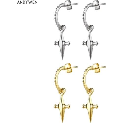 ANDYWEN 925 Sterling Silver Beads Airplane Drop Earring Women Hoops Dangle Charms Women Loops Piercing Pendiente Jewelry
