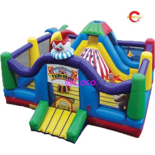 Free air ship to door!6x6m Outdoor playground, inflatable circus bounce house,clown inflatable jumping house with slide