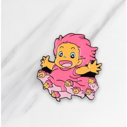 Enamel Brooch Anime Mermaid Girl Pin Denim Clothing Backpack Lapel Pin Button Badge Cartoon Jewelry Gift For Friends Kids