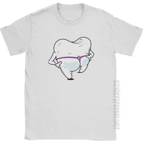 Dental Floss Hygienist T Shirts For Men Teeth Dentist Summer Clothes Male Tshirt Funny T-Shirt O-Neck Cotton Basic Tees Tops