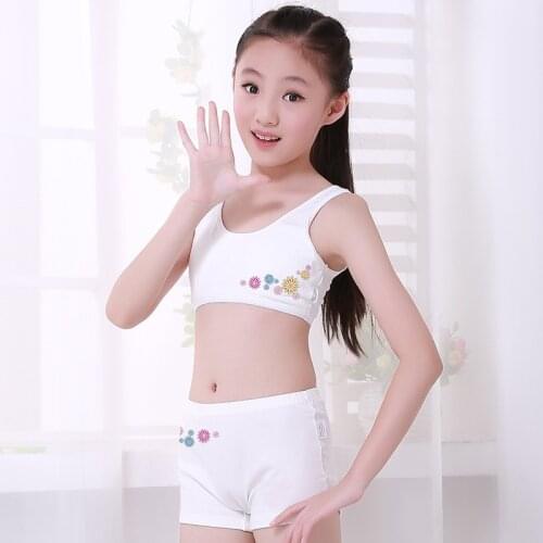 Cotton girl bra set without steel ring bra, simple, cute and comfortable developmental student underwear bra for women