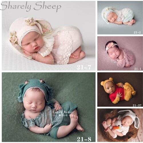 Newborn Baby Photography Lace Costume Infant Baby Girl Photo Shoot Cartoon Hat+Rompers Set Clothes bebe fotoshooting Accessories