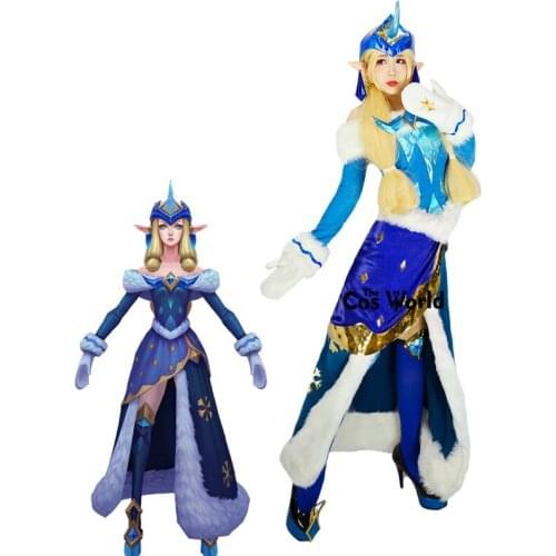 LOL Soraka Ice and Snow Festival Dress Uniform Outfit Games Cosplay Costumes