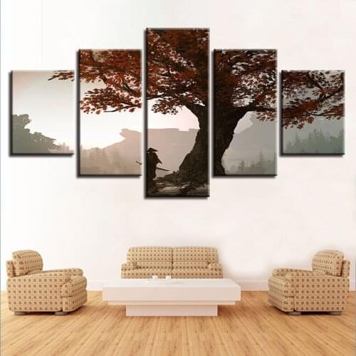 5 Pieces Modular Poster Under the Maple Tree Swordsman Picture Wall Art Canvas Painting HD Print Home Decoration Living Room Bed